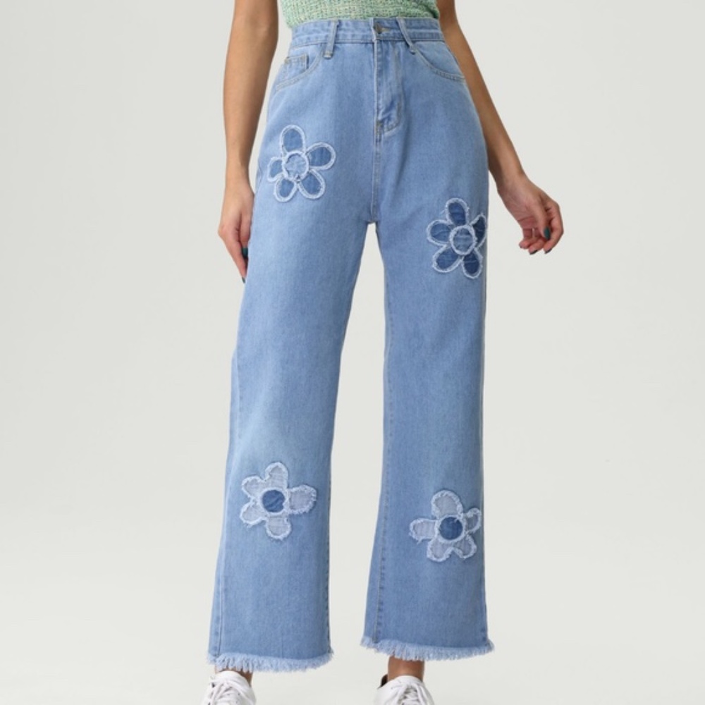 Vintage Style Flower Jeans - Size 27